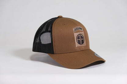 82nd Airborne Division Patch Embroidered Coyote Retro Trucker Cap - Shamrock Collective