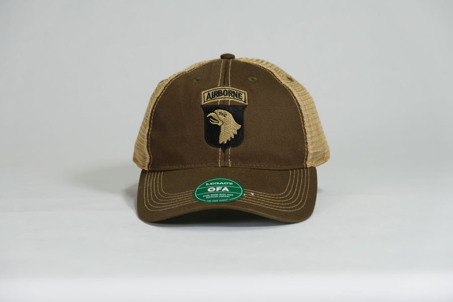 101st Airborne Division Patch Embroidered Olive Drab Old Faithful Trucker Cap - Shamrock Collective