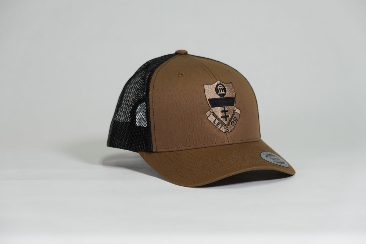 325th Airborne Infantry Regiment (AIR) DUI, 82nd Airborne Division Patch Embroidered Coyote Retro Trucker Cap - Shamrock Collective