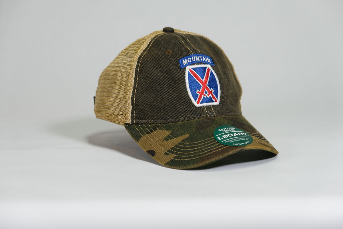 10th Mountain Division Patch Embroidered Full Color Old Faithful Trucker Cap - Shamrock Collective