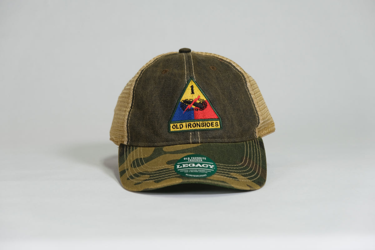 1st Armored Division Patch Embroidered Full Color Old Faithful Trucker Cap - Shamrock Collective