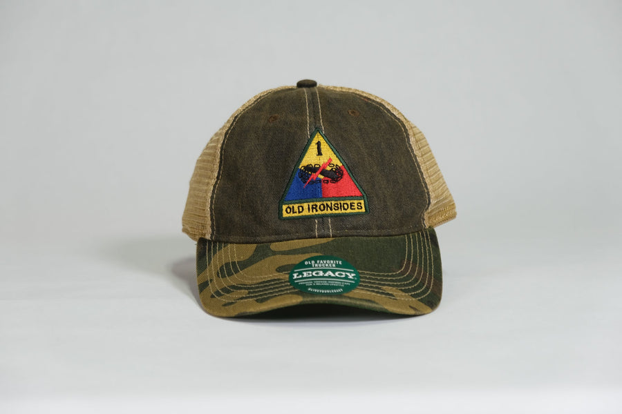 1st Armored Division Patch Embroidered Full Color Old Faithful Trucker Cap - Shamrock Collective
