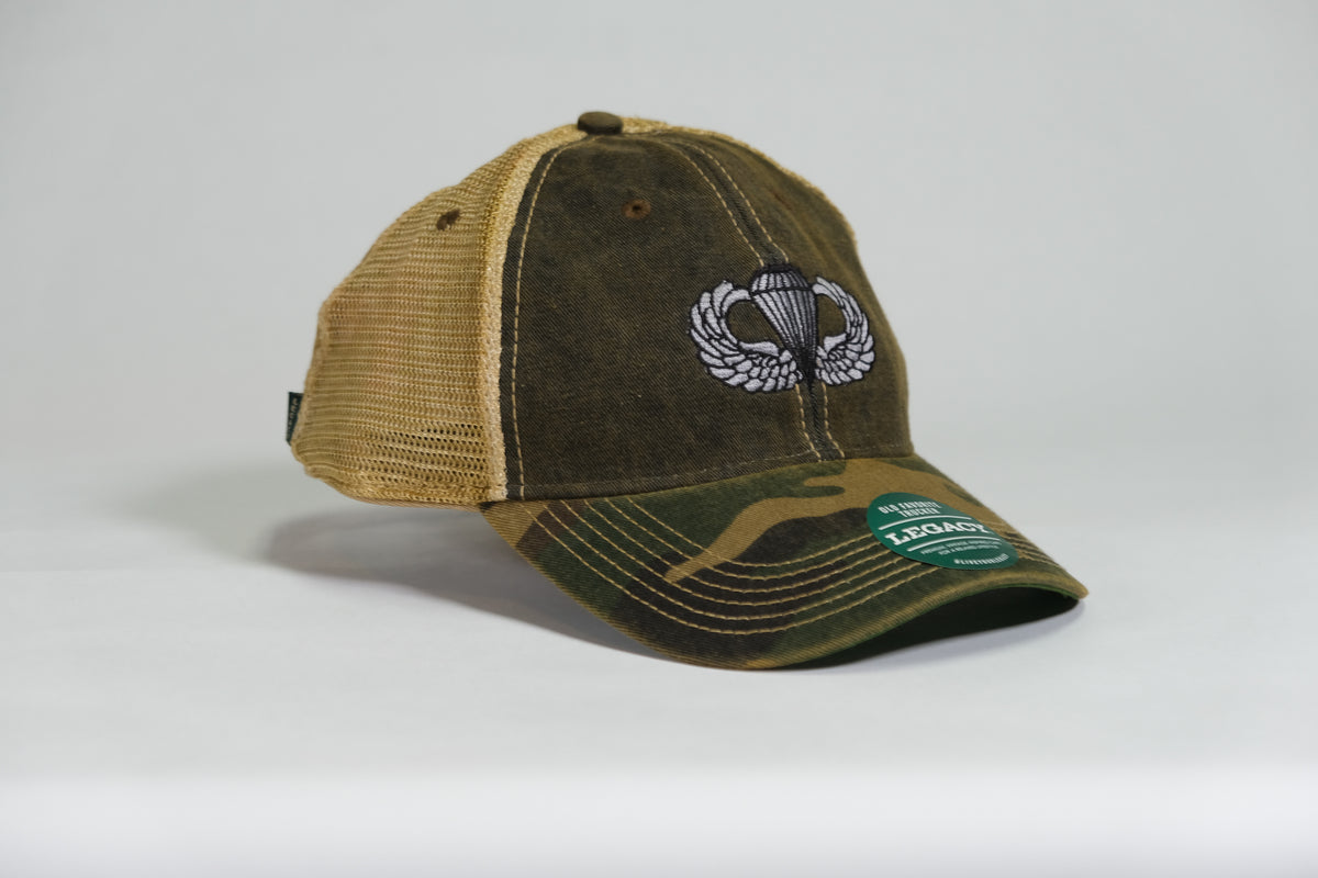 Basic Airborne Badge Embroidered Full Color Old Faithful Trucker Cap - Shamrock Collective