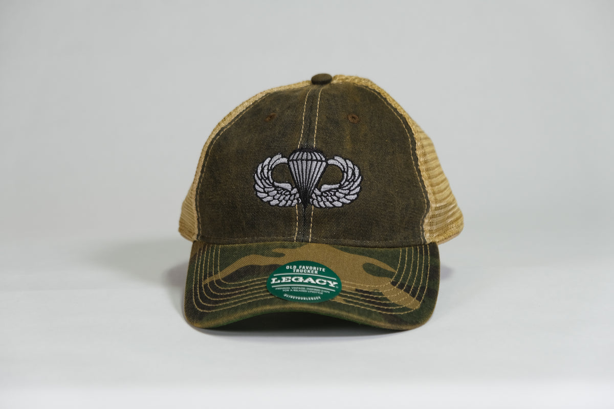 Basic Airborne Badge Embroidered Full Color Old Faithful Trucker Cap - Shamrock Collective