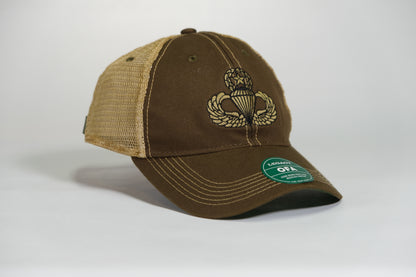 Master Airborne Badge Embroidered Olive Drab Old Faithful Trucker Cap - Shamrock Collective