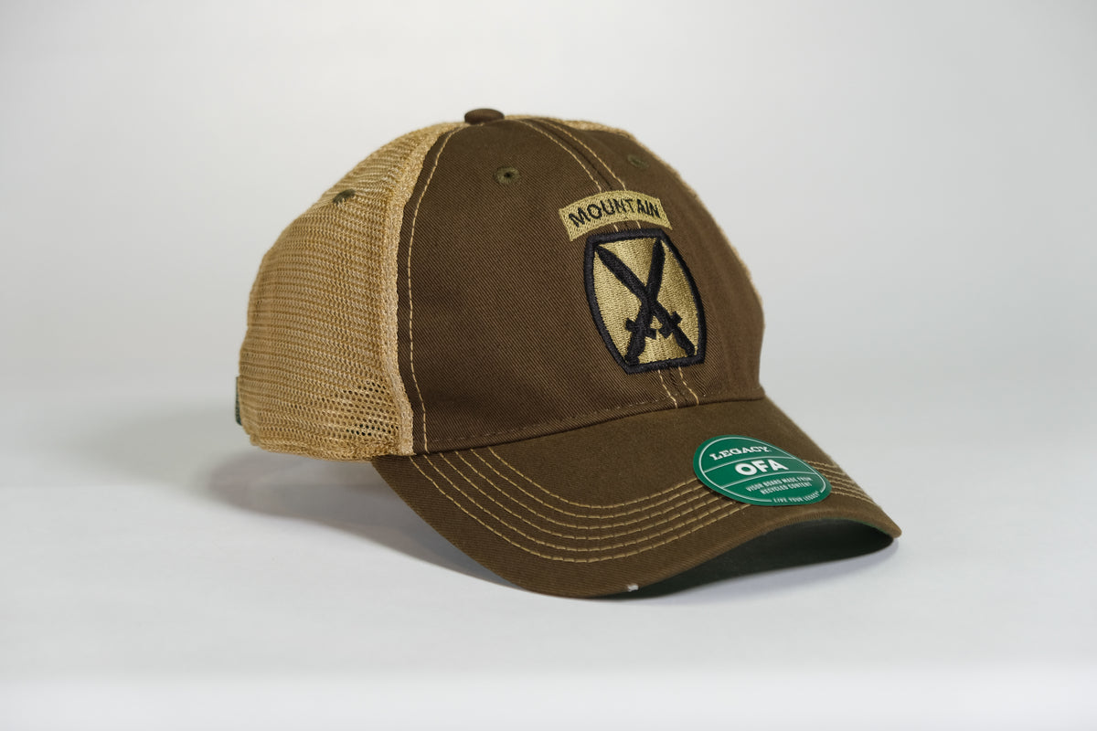 10th Mountain Division Patch Embroidered Olive Drab Old Faithful Trucker Cap - Shamrock Collective