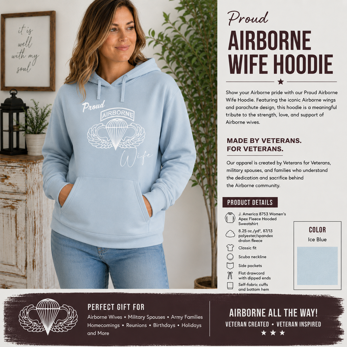 Proud Airborne Wife Hoodie | Veteran-Made Airborne Apparel