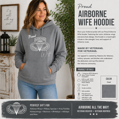 Proud Airborne Wife Hoodie | Veteran-Made Airborne Apparel