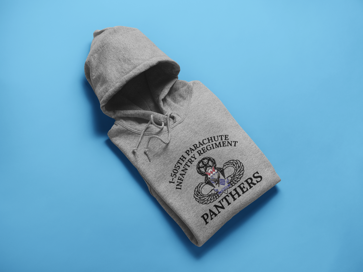 1-505 PIR PT Hoodie - 82nd Airborne Panthers Hoodie - H-Minus US Army Military Physical Fitness Hooded Sweatshirt - Shamrock Collective
