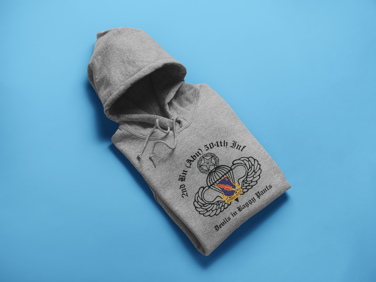 2-504 PIR White Devils PT Hoodie - US Army 82nd Airborne Division Recreated Physical Training Hooded Sweathshirt - Shamrock Collective