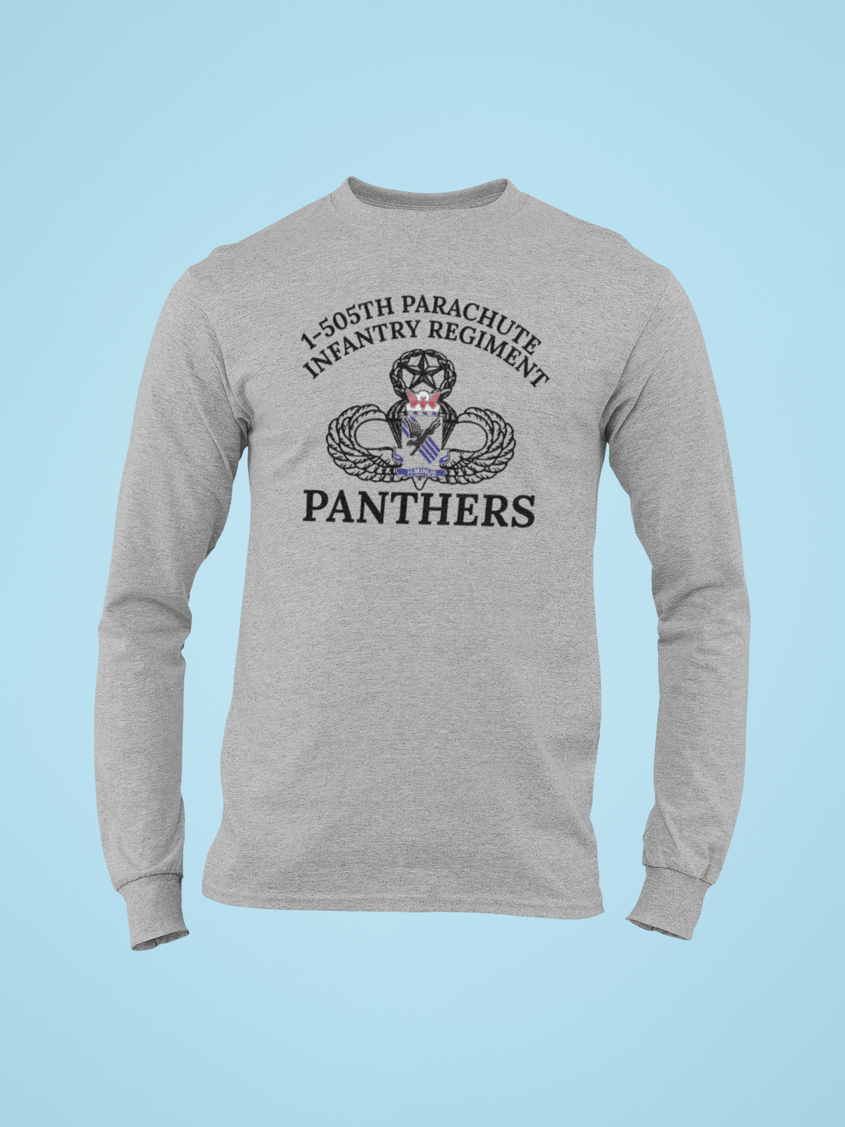 1-505 PIR PT Shirt - 82nd Airborne Panthers Long Sleeve T-Shirt - H-Minus US Army Military Physical Fitness Tee - Shamrock Collective